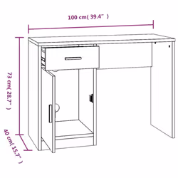 vidaXL Desk with Drawer and Cabinet 100x40x73cm PC Writing Table Multi Colours - Smoked oak - Additional view 8