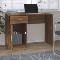 vidaXL Desk with Drawer and Cabinet 100x40x73cm PC Writing Table Multi Colours - Brown oak - Additional view 2