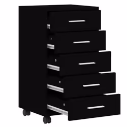 Office Unit Document Storage Organiser with Castors 5 Drawers Multi Colours - Black - Additional view 6
