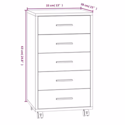 Office Unit Document Storage Organiser with Castors 5 Drawers Multi Colours - Black - Additional view 9