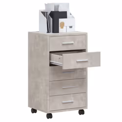 Office Unit Document Storage Organiser with Castors 5 Drawers Multi Colours - Concrete grey - Additional view 4