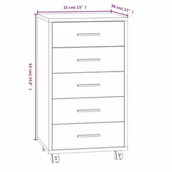 Office Unit Document Storage Organiser with Castors 5 Drawers Multi Colours - Smoked oak - Additional view 2