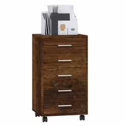 Office Unit Document Storage Organiser with Castors 5 Drawers Multi Colours - Smoked oak - Additional view 5