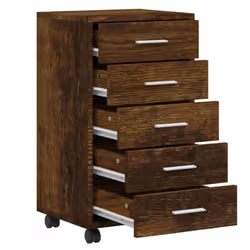 Office Unit Document Storage Organiser with Castors 5 Drawers Multi Colours - Smoked oak - Additional view 7