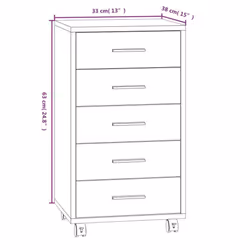 Office Unit Document Storage Organiser with Castors 5 Drawers Multi Colours - Smoked oak - Additional view 9