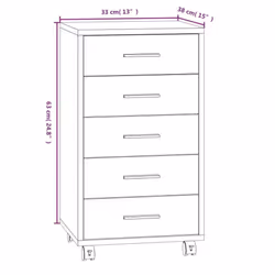 vidaXL Drawer Cabinet with Castors Grey Sonoma Engineered Wood Drawer Chest - Additional view 2
