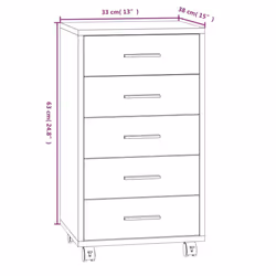 vidaXL Drawer Cabinet with Castors Grey Sonoma Engineered Wood Drawer Chest - Additional view 4