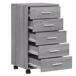 vidaXL Drawer Cabinet with Castors Grey Sonoma Engineered Wood Drawer Chest - Additional view 5