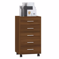 Office Unit Document Storage Organiser with Castors 5 Drawers Multi Colours - Brown oak - Additional view 2