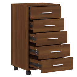 Office Unit Document Storage Organiser with Castors 5 Drawers Multi Colours - Brown oak - Additional view 4