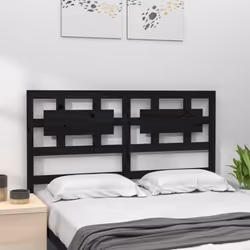 vidaXL Solid Wood Pine Bed Headboard Wooden Bed Header Multi Colours/Sizes - black, 125.5 x 4 x 100 cm - Additional view 3
