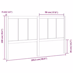 vidaXL Bed Headboard Home Bedroom Decorative Bed Header Panel Solid Wood Pine - honey brown, 205.5 x 4 x 100 cm - Additional view 6