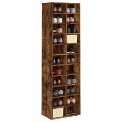 vidaXL Shoe Cabinet Engineered Wood Shoe Organiser Stand Rack Shoe Shelf Rack - smoked oak - Additional view 4