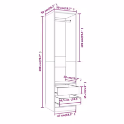 vidaXL Wardrobe Clothing Storage Hanger Clothes Cabinet Closet Engineered Wood - smoked oak - Additional view 4