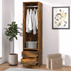 vidaXL Wardrobe Clothing Storage Hanger Clothes Cabinet Closet Engineered Wood - smoked oak - Additional view 7