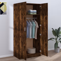 vidaXL Wardrobe Clothing Cabinet Hanger Clothes Organiser Unit Engineered Wood - smoked oak - Additional view 4