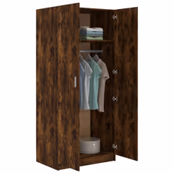 vidaXL Wardrobe Clothing Cabinet Hanger Clothes Organiser Unit Engineered Wood - smoked oak - Additional view 5