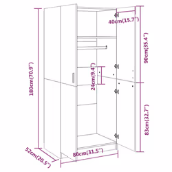 vidaXL Wardrobe Clothing Cabinet Hanger Clothes Organiser Unit Engineered Wood - smoked oak - Additional view 7