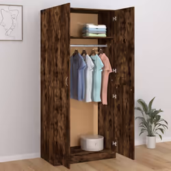 vidaXL Wardrobe Clothing Cabinet Hanger Clothes Organiser Unit Engineered Wood - smoked oak - Additional view 6