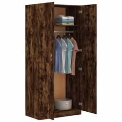 vidaXL Wardrobe Clothing Cabinet Hanger Clothes Organiser Unit Engineered Wood - smoked oak - Additional view 7