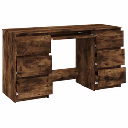 vidaXL Writing Desk Computer Table Workstation Working Desk Engineered Wood - smoked oak - Additional view 6