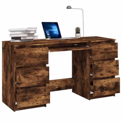 vidaXL Writing Desk Computer Table Workstation Working Desk Engineered Wood - smoked oak - Additional view 7
