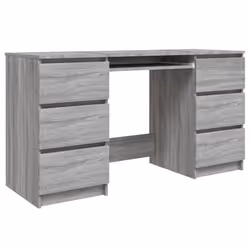 vidaXL Writing Desk Computer Table Workstation Working Desk Engineered Wood - grey sonoma - Additional view 4
