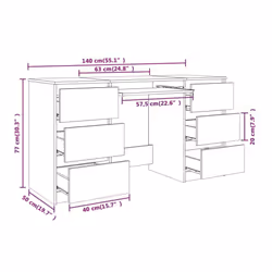 vidaXL Writing Desk Computer Table Workstation Working Desk Engineered Wood - grey sonoma - Additional view 6