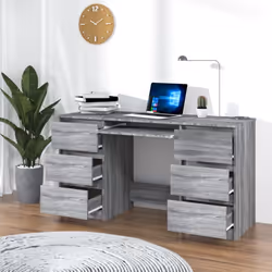 vidaXL Writing Desk Computer Table Workstation Working Desk Engineered Wood - grey sonoma - Additional view 8