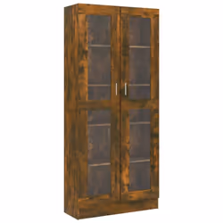 vidaXL Vitrine Cabinet Book Stand Rack Cupboard Highboard Engineered Wood - smoked oak - Additional view 2