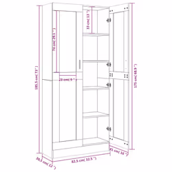 vidaXL Vitrine Cabinet Book Stand Rack Cupboard Highboard Engineered Wood - smoked oak - Additional view 3