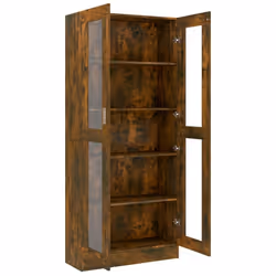 vidaXL Vitrine Cabinet Book Stand Rack Cupboard Highboard Engineered Wood - smoked oak - Additional view 8