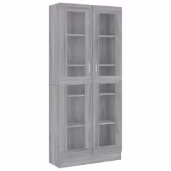 vidaXL Vitrine Cabinet Book Stand Rack Cupboard Highboard Engineered Wood - grey sonoma