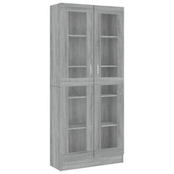 vidaXL Vitrine Cabinet Book Stand Rack Cupboard Highboard Engineered Wood - grey sonoma