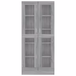 vidaXL Vitrine Cabinet Book Stand Rack Cupboard Highboard Engineered Wood - grey sonoma - Additional view 6