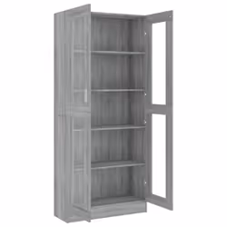 vidaXL Vitrine Cabinet Book Stand Rack Cupboard Highboard Engineered Wood - grey sonoma - Additional view 8