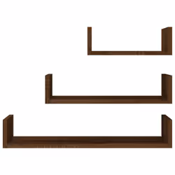 vidaXL Wall Display Shelf Floating Rack Hanging Shelf Engineered Wood 3 pcs - brown oak, 3 - Additional view 2