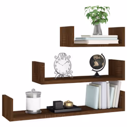 vidaXL Wall Display Shelf Floating Rack Hanging Shelf Engineered Wood 3 pcs - brown oak, 3 - Additional view 4