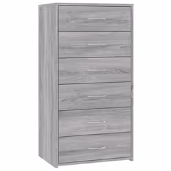 vidaXL Sideboard with 6 Drawers Cabinet Cupboard Highboard Engineered Wood - grey sonoma