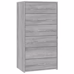 vidaXL Sideboard with 6 Drawers Cabinet Cupboard Highboard Engineered Wood - grey sonoma