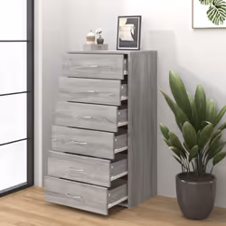 vidaXL Sideboard with 6 Drawers Cabinet Cupboard Highboard Engineered Wood - grey sonoma