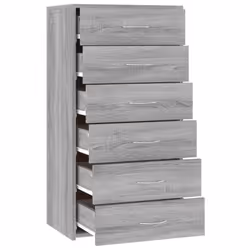 vidaXL Sideboard with 6 Drawers Cabinet Cupboard Highboard Engineered Wood - grey sonoma - Additional view 6