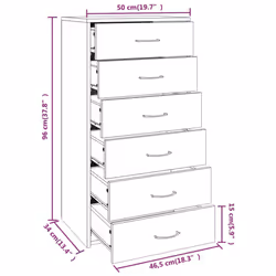 vidaXL Sideboard with 6 Drawers Cabinet Cupboard Highboard Engineered Wood - grey sonoma - Additional view 7