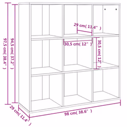 vidaXL Book Cabinet Highboard Storage Book Rack Bookshelf Engineered Wood - smoked oak - Additional view 4