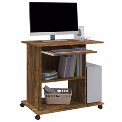 vidaXL Computer Desk Chipboard PC Laptop Table Desk Workstation Multi Colours - smoked oak