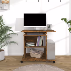 vidaXL Computer Desk Chipboard PC Laptop Table Desk Workstation Multi Colours - smoked oak - Additional view 4