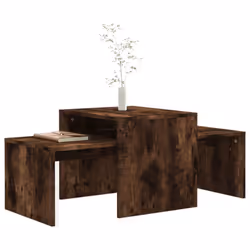 vidaXL Coffee Table Set Hallway Side Table Tea Sofa Table Engineered Wood - Smoked oak - Additional view 3