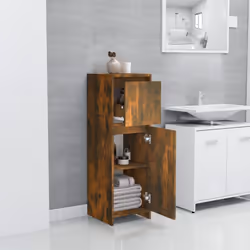 vidaXL Bathroom Cabinet Washroom Storage Cabinet Cupboard Engineered Wood - smoked oak - Additional view 9