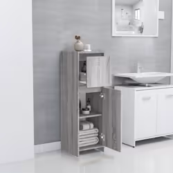 vidaXL Bathroom Cabinet Washroom Storage Cabinet Cupboard Engineered Wood - grey sonoma - Additional view 9