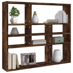 vidaXL Wall Shelf Smoked Oak Engineered Wood Cube Organiser Picture Ledge